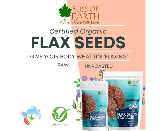 Bliss Of Earth  Organic Flax Seeds Raw Superfood for Weight Loss and  OMEGA 200g