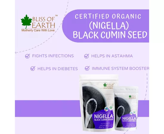 Bliss of Earth Certified Organic Black Cumin Kalonji Seeds Nigella Seeds Packed with Antioxidants 200g