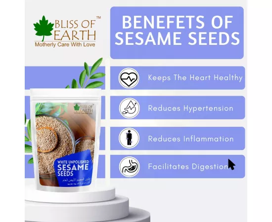 Bliss of Earth Organic Unpolished White Sesame Seeds or Eating Sesame Dressing  Cooking Raw Til Seeds 200g