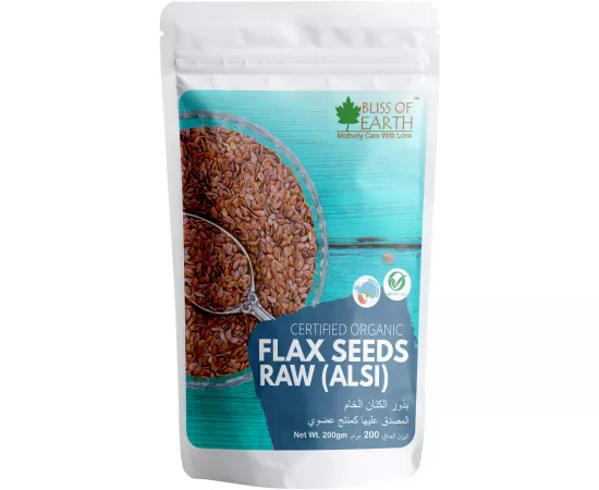 Bliss Of Earth  Organic Flax Seeds Raw Superfood for Weight Loss and  OMEGA 200g