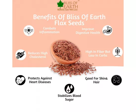 Bliss Of Earth  Organic Flax Seeds Raw Superfood for Weight Loss and  OMEGA 200g