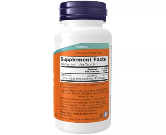 Now Foods Chromium Picolinate 200 mcg 100 Veg Capsules