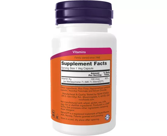 Now Foods MK-7 Vitamin K-2 100 mcg 60 Veg Capsules