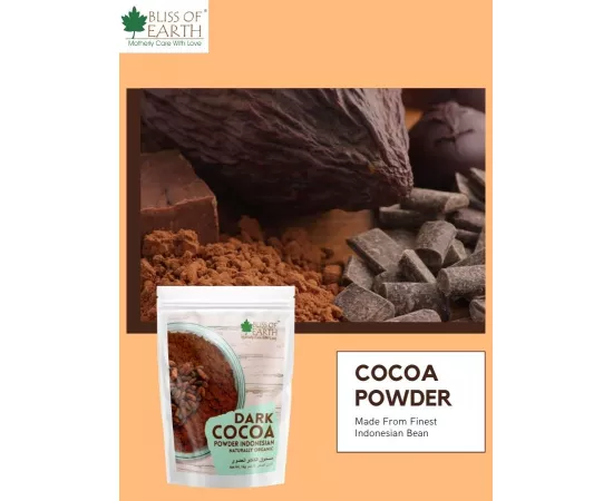 Bliss of Earth Naturally Organic Dark Cocoa Powder for Baking Chocolate Cake Cookies Chocolate Shake Unsweetened Cocoa 100g