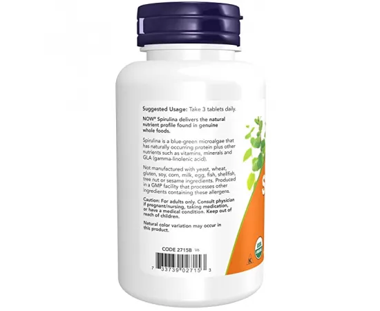 Now Foods Organic Spirulina 1000mg 120 Tablets