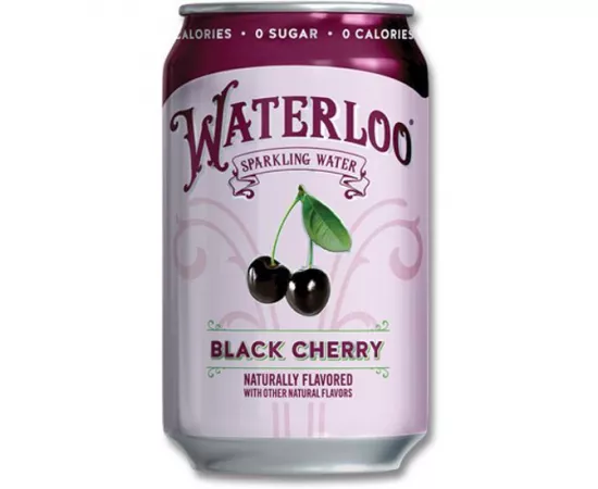 Waterloo Black Cherry Sparkling water -12 Pack x 355ml - 0 Sugar, 0 Calories, Non-GMO, Gluten Free, BPA Free, Vegan, Whole30, Kosher, No Artificial Sweetener, Soda & Tonic Replacement