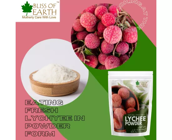 Bliss of Earth LYCHEE (litchi) Powder Vitamin C Rich Immunity Booster Great for Lychee Juice Jelly Syrup and  Baking 200g