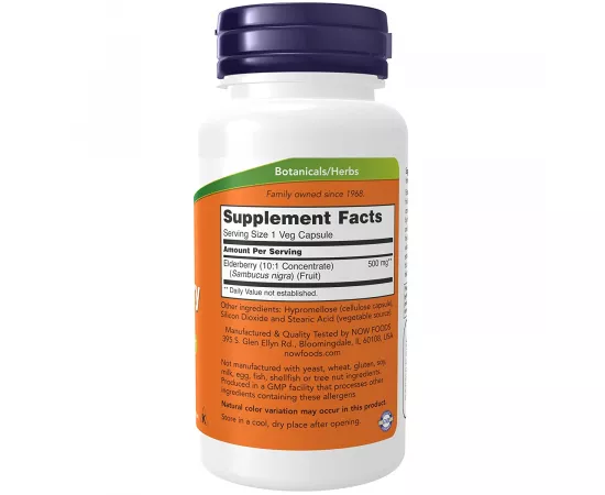 Now Foods Elderberry 500 mg  60 Veg Capsules