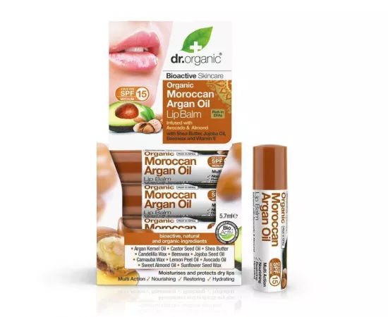 Dr. Organic Moroccan Argan Oil Avocado And Almond  Lipbalm 5.7ml