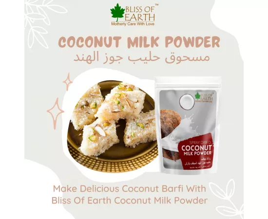 Bliss of Earth Coconut Milk Powder Organic Gluten Free, Vegan Unsweetened for Beverages Curriesand Other Recipes Making 500g