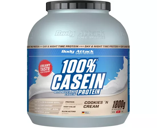 Body Attack 100% Casein Protein Cookies and Cream Flavor 1.8kg (4 lb)