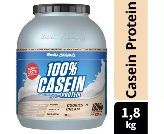 Body Attack 100% Casein Protein Cookies and Cream Flavor 1.8kg (4 lb)