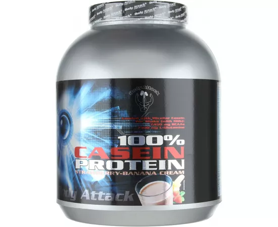 Body Attack 100% Casein Protein Strawberry Banana Flavor 1.8kg (4 lb)