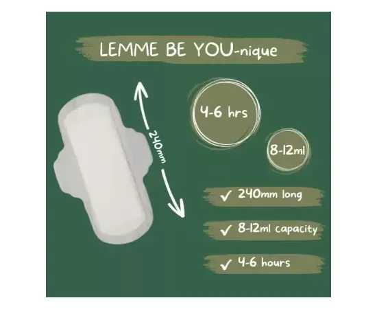 Lemme Be Sanitary Day Pads 100% Cotton Certified Biodegradable - (Box of 7)