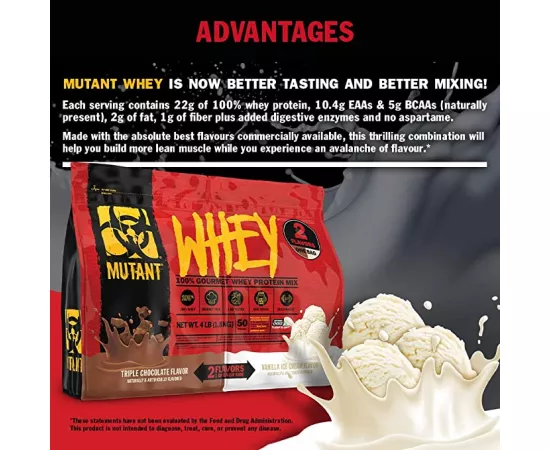 Mutant Whey Triple Chocolate and Vanilla Ice Cream 1.8kg 4 lbs