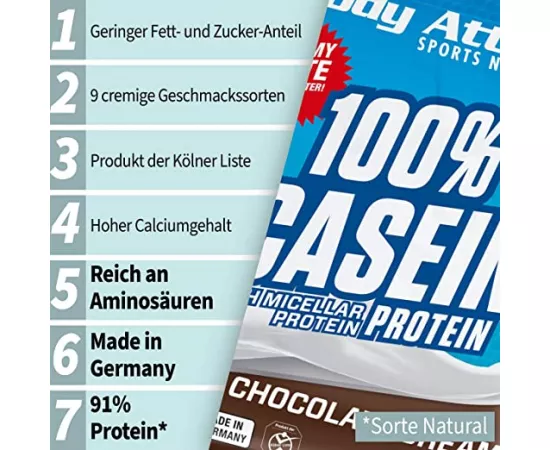 Body Attack 100% Casein Protein Vanilla Cream Flavor 1.8kg (4 lb)