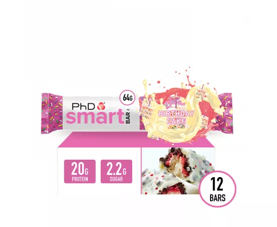 PhD Smart Bar Birthday Cake Flavor Pack of 12