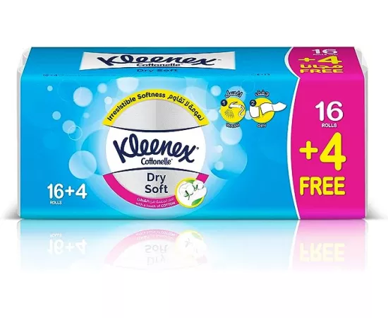 Kleenex Toilet Paper Dry Soft, 20 Tissue Rolls, Pack of 2