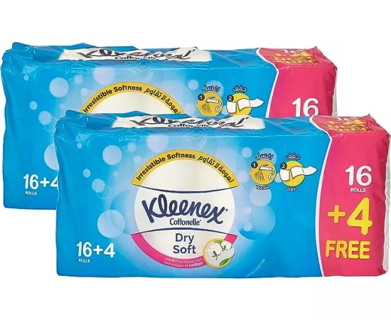 Kleenex Toilet Paper Dry Soft, 20 Tissue Rolls, Pack of 2