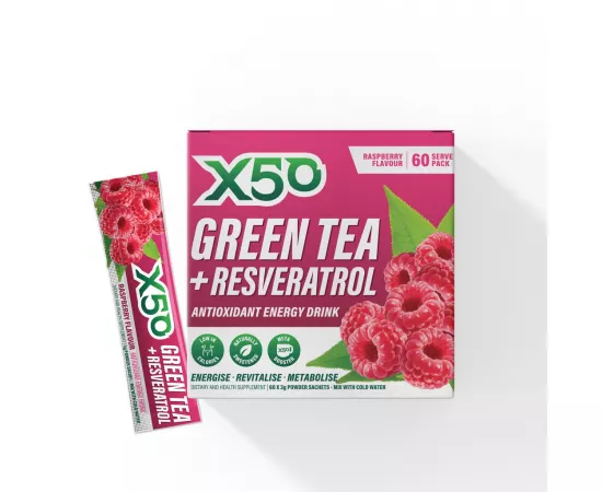 X50 Green Tea Raspberry Flavour 60 Sachets