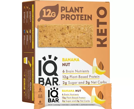 IQ BAR Banana Nut Flavour Protein Bar 12 x 45g