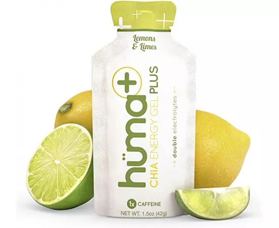 HUMA Plus Chia Lemons Lime Flavour 1x Caffeine Vegan Natural Electrolytes Energy Gel 9 x 42g