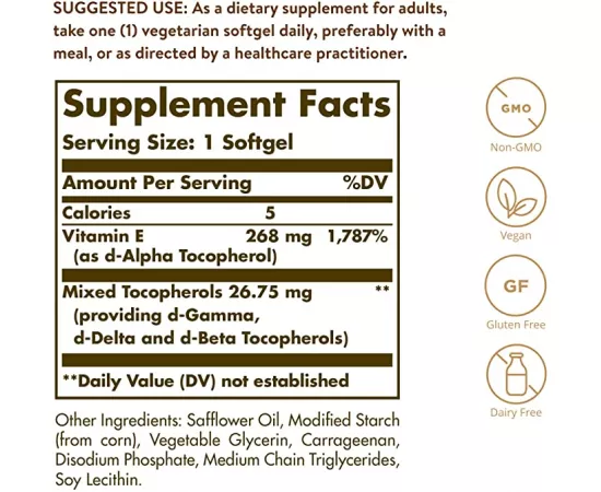 Solgar Vitamin E 400 IU 268 mg Softgels 100's