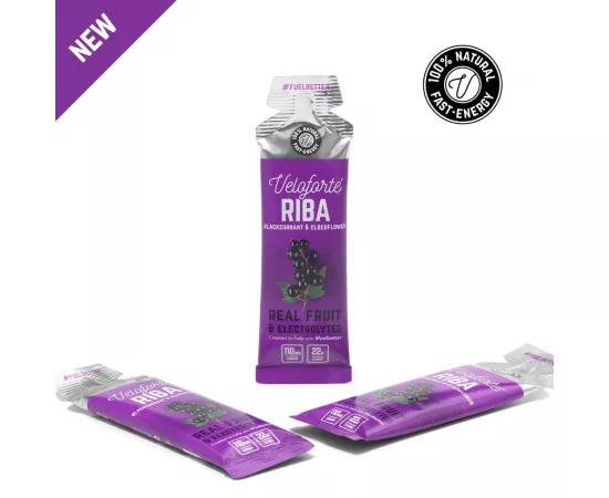 VELOFORTE Riba Blackcurrant Elderflower Flavour Energy Gel 9 x 33g